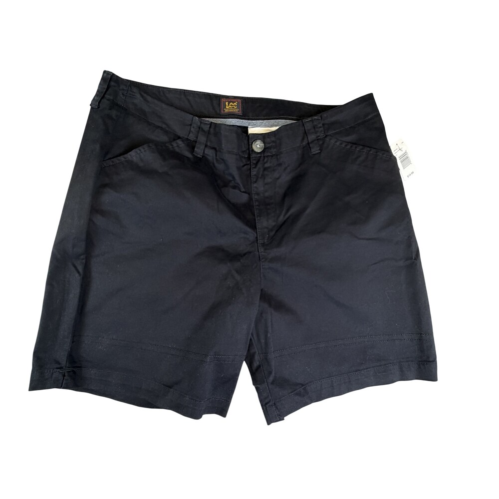 Lee Chino Shorts Womens 16 Black Twill Stretch Relaxed Fit 7 In Inseam